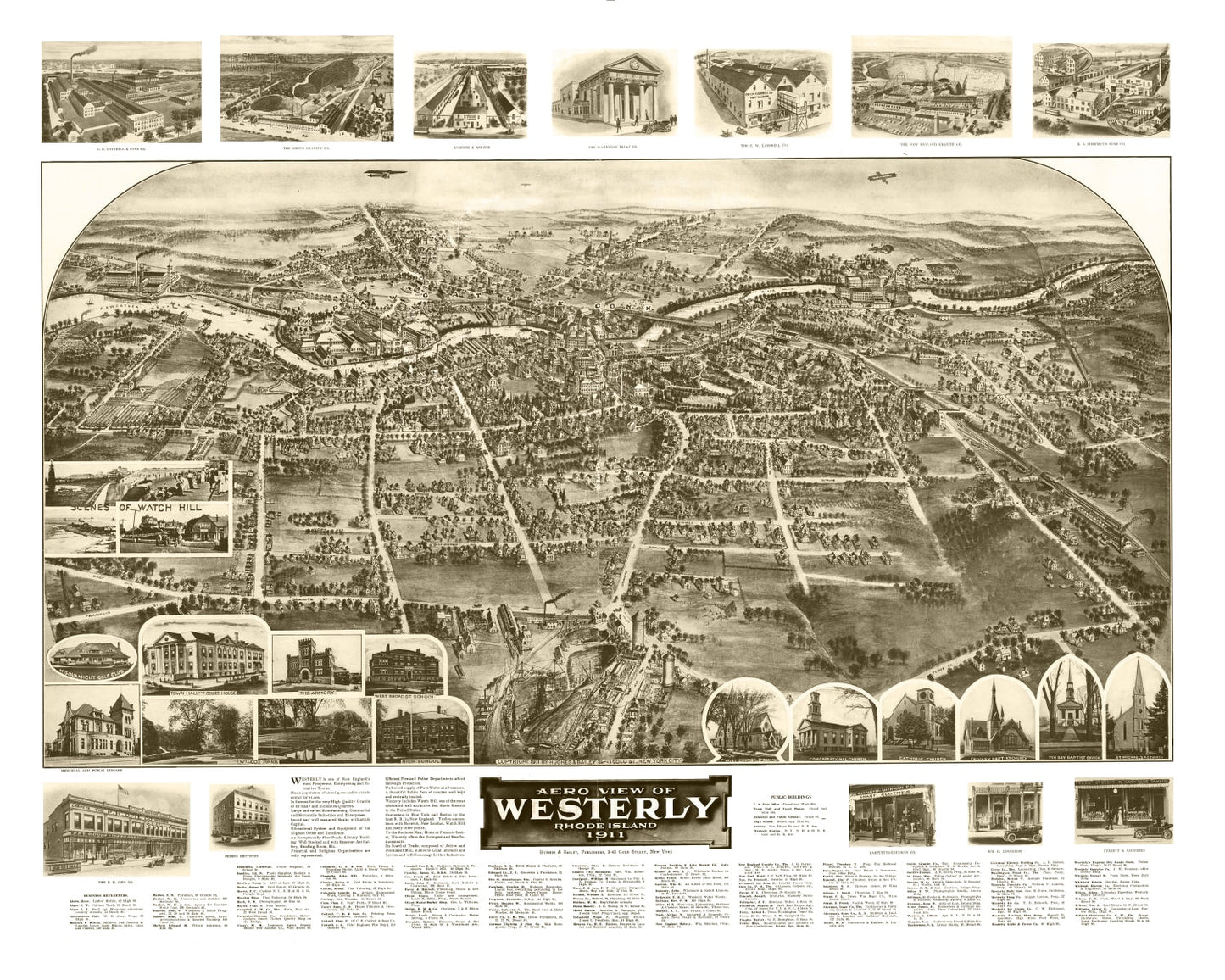 Vintage Map of Westerly, Rhode Island 1911