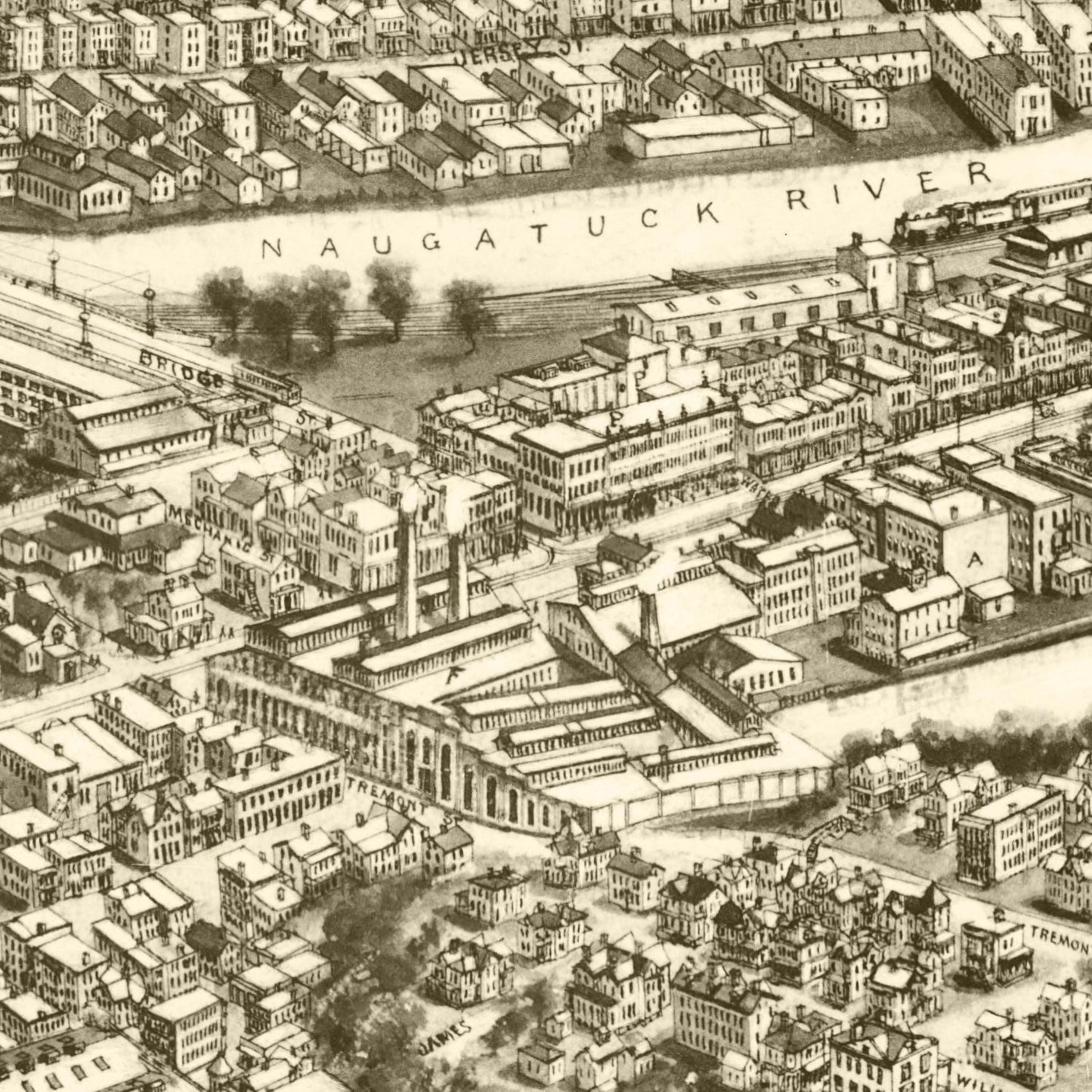 Vintage Map of Ansonia, Connecticut, 1921