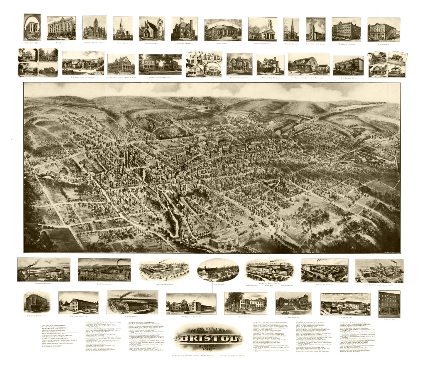 Vintage Map of Bristol, Connecticut, 1906