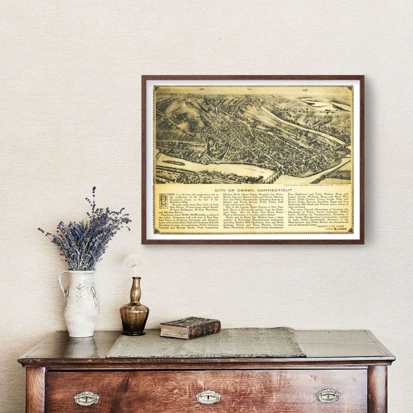 Vintage Map of Derby, Connecticut, 1920