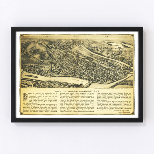 vintage map of Derby, Connecticut, 1920