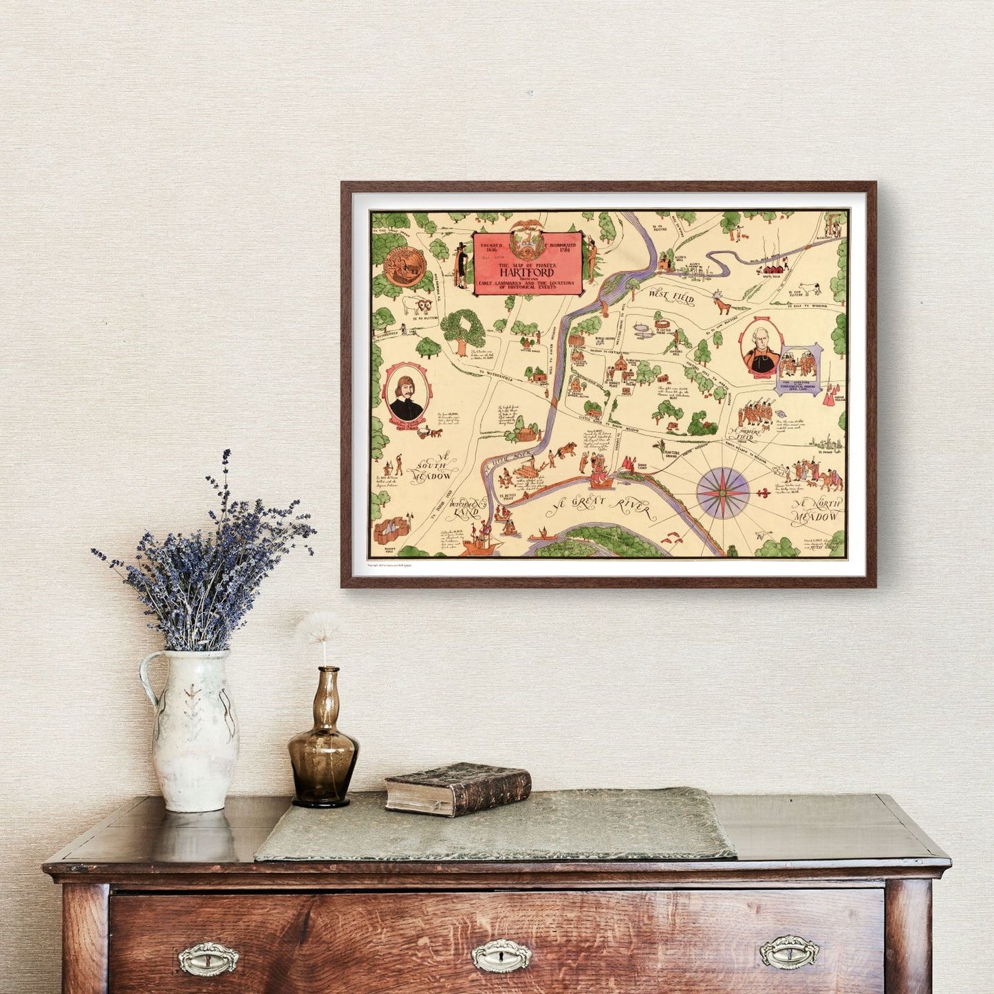 Vintage Map of Hartford, Connecticut, 1927