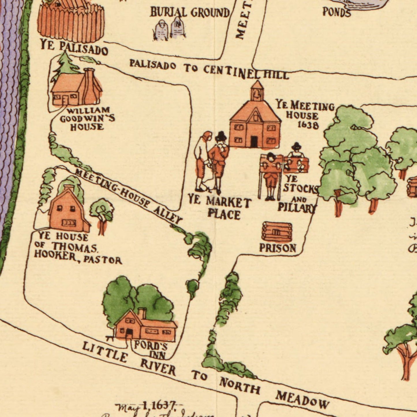 Vintage Map of Hartford, Connecticut, 1927