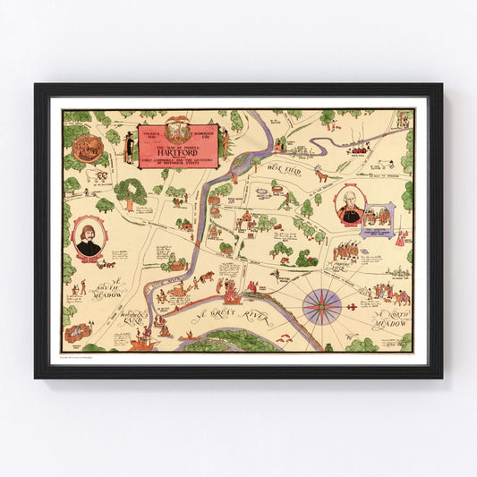 Vintage map of Hartford, Connecticut, 1927