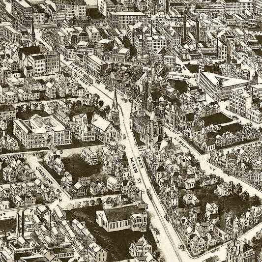 Vintage Map of Meriden, Connecticut, 1918