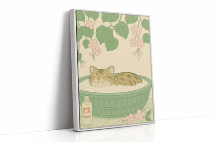 Soak and Purr Cat Spa Dreams Wall Art Print