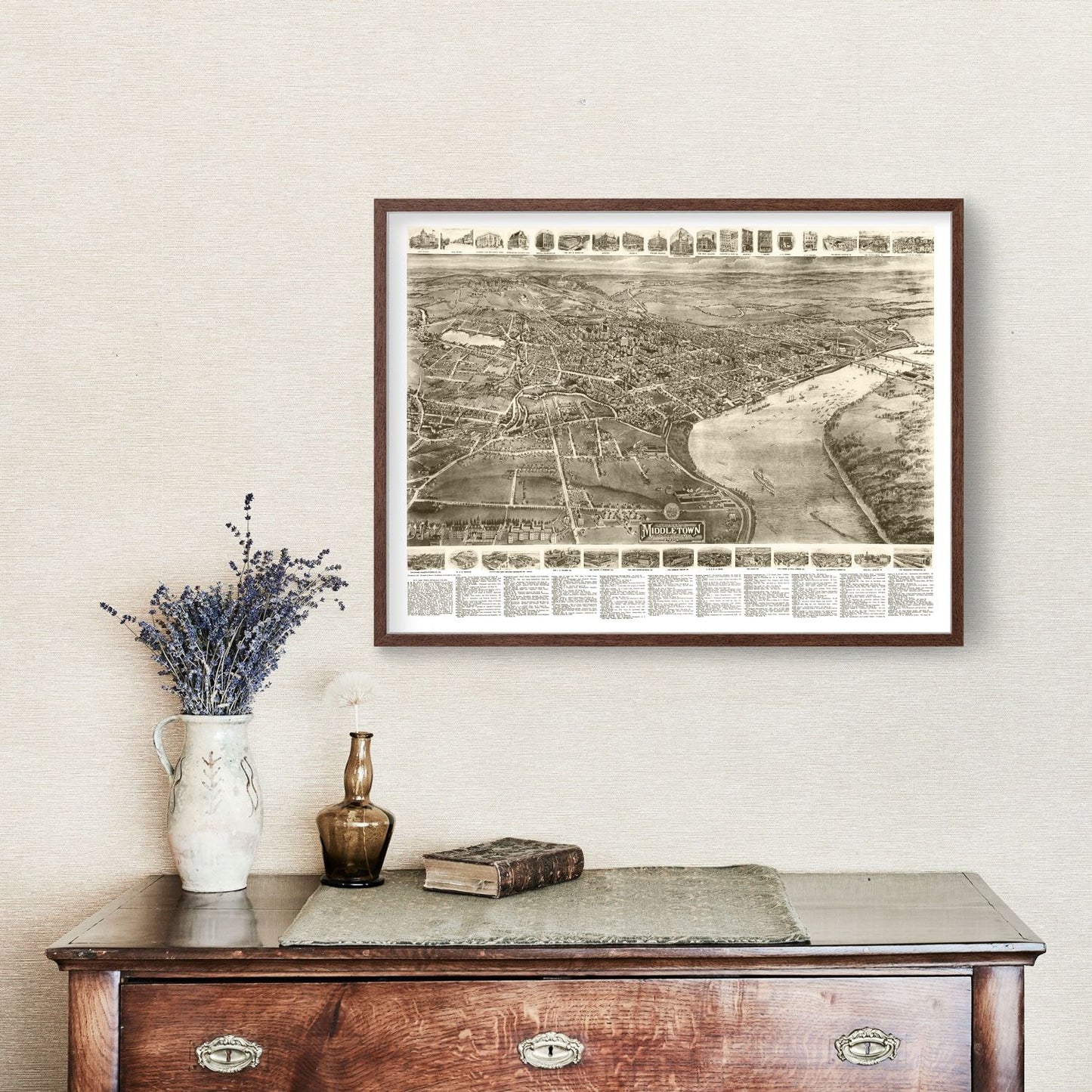 Vintage Map of Middletown, Connecticut, 1915