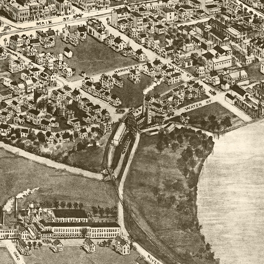 Vintage Map of Middletown, Connecticut, 1915