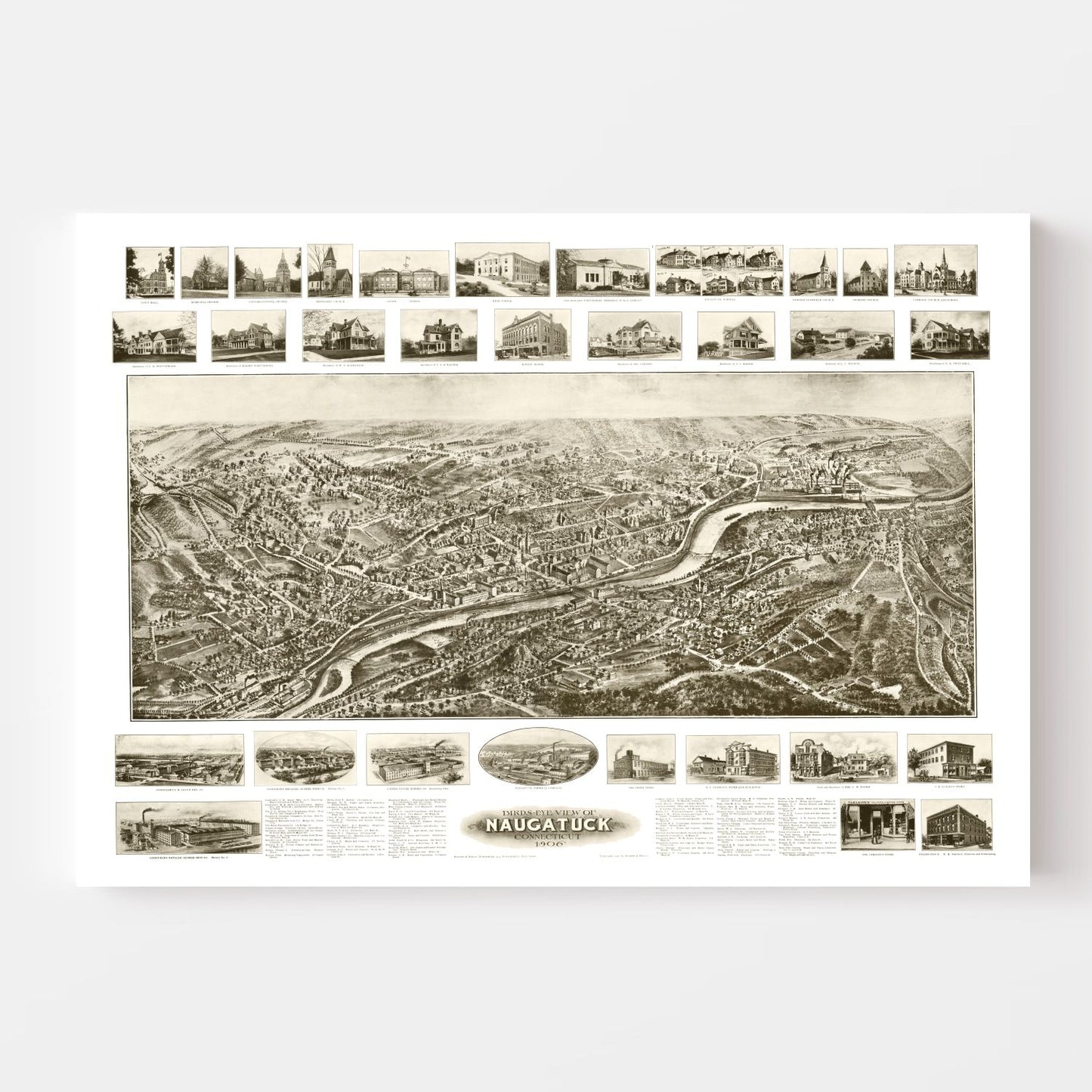 Vintage Map of Naugatuck, Connecticut, 1906