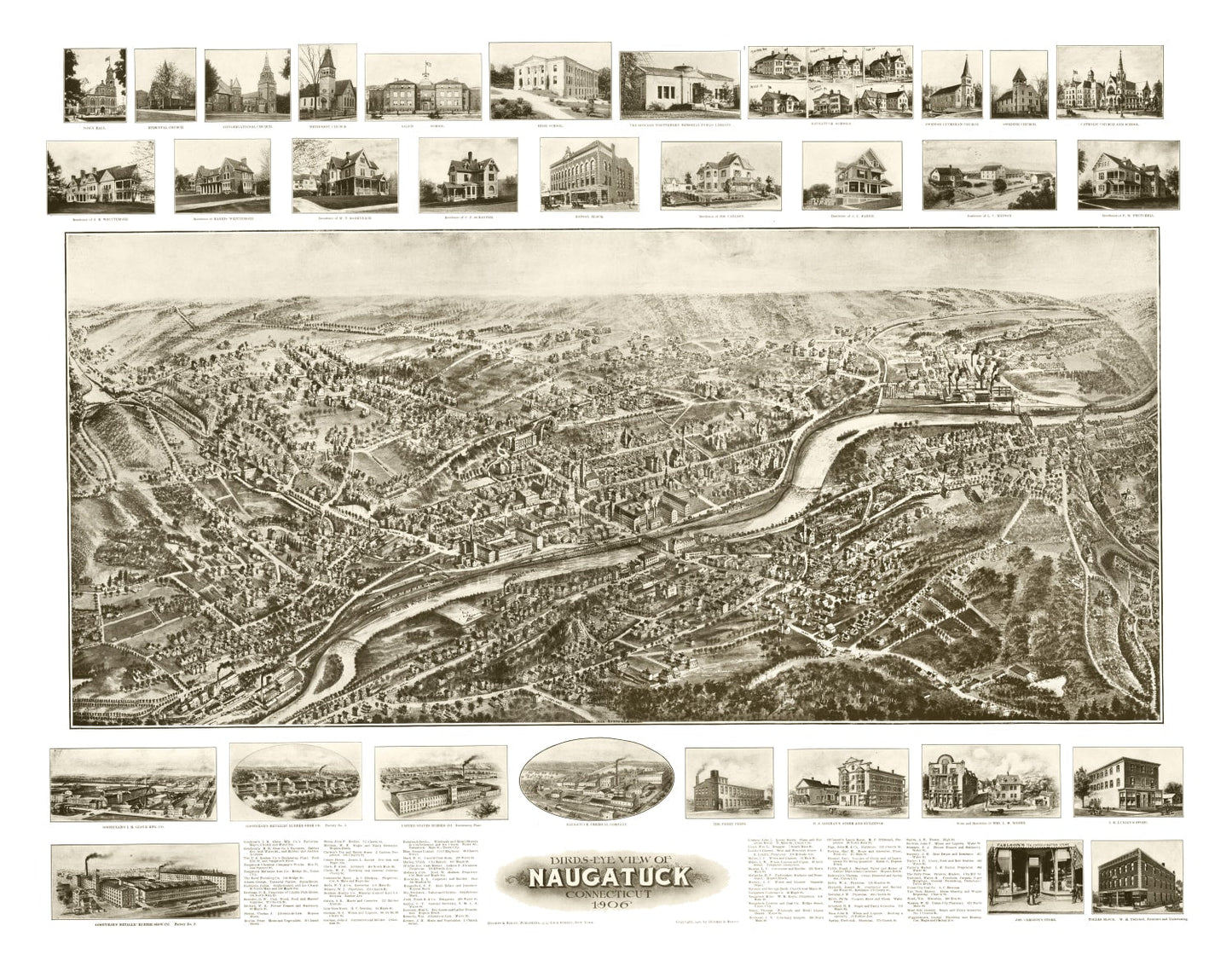 Vintage Map of Naugatuck, Connecticut, 1906