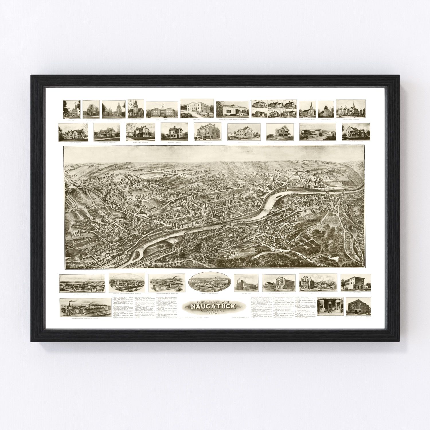 Vintage map of Naugatuck, Connecticut, 1906