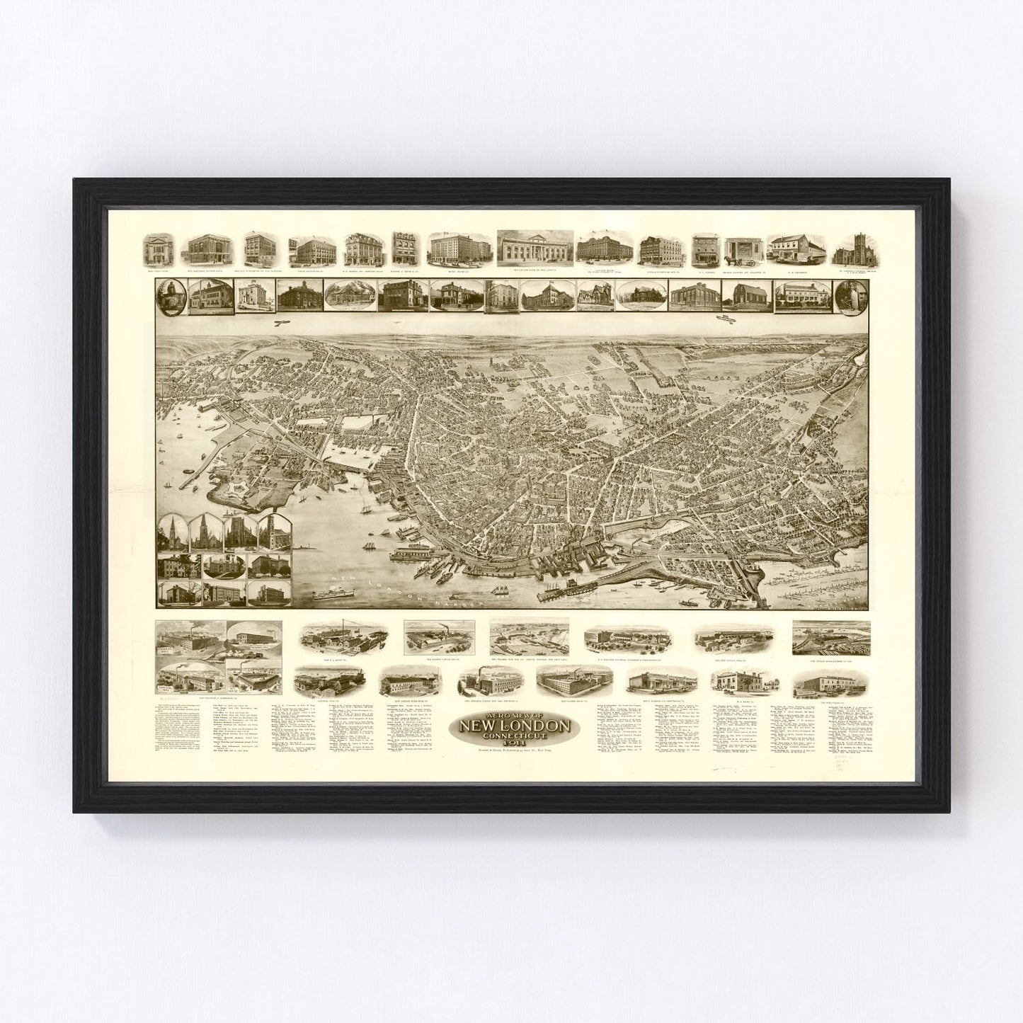 Vintage map of New London, New London County, Connecticut, 1911