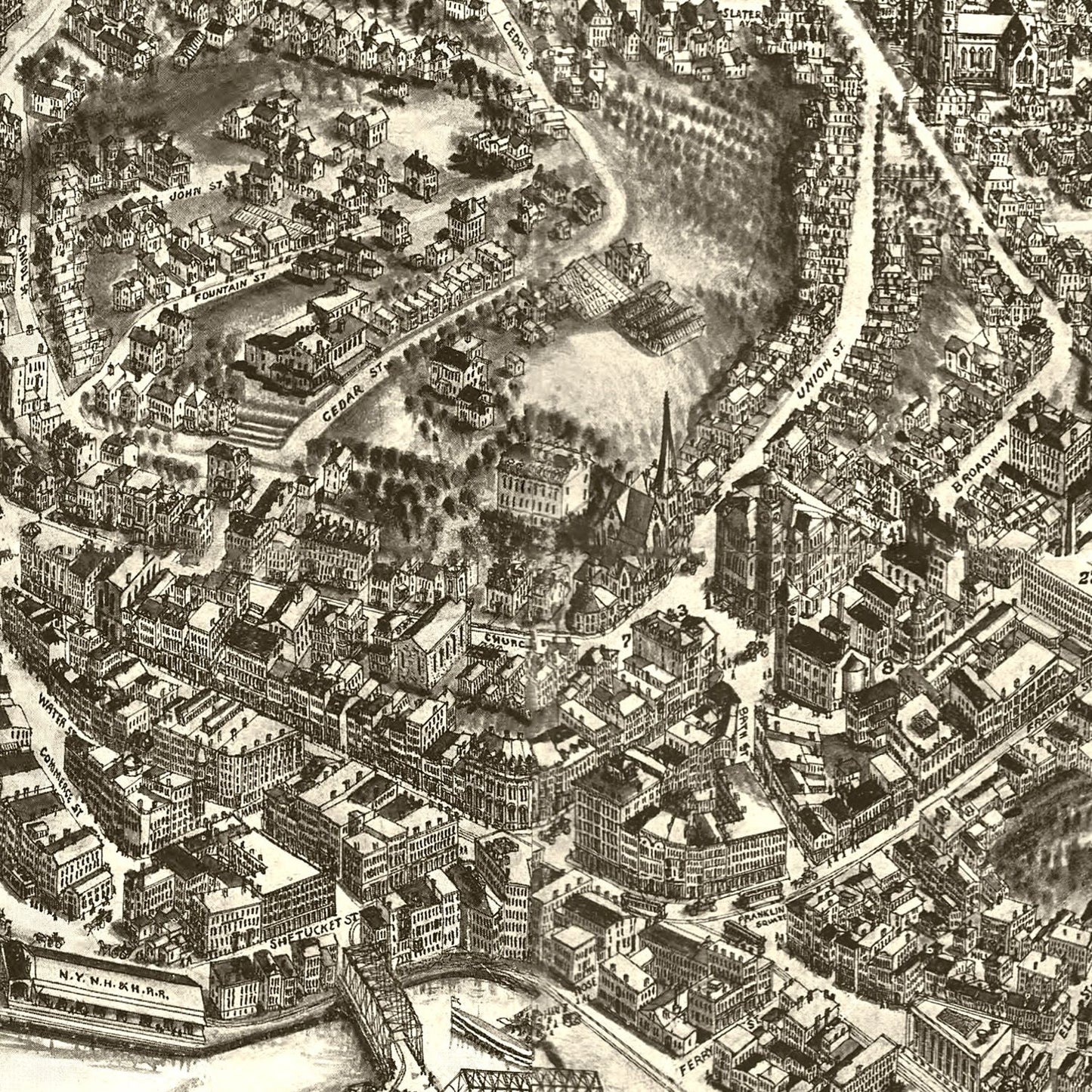 Vintage Map of Norwich, Connecticut, 1912