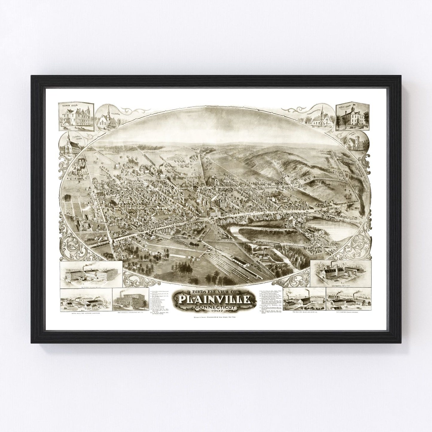 Vintage map of Plainville, Connecticut, 1907