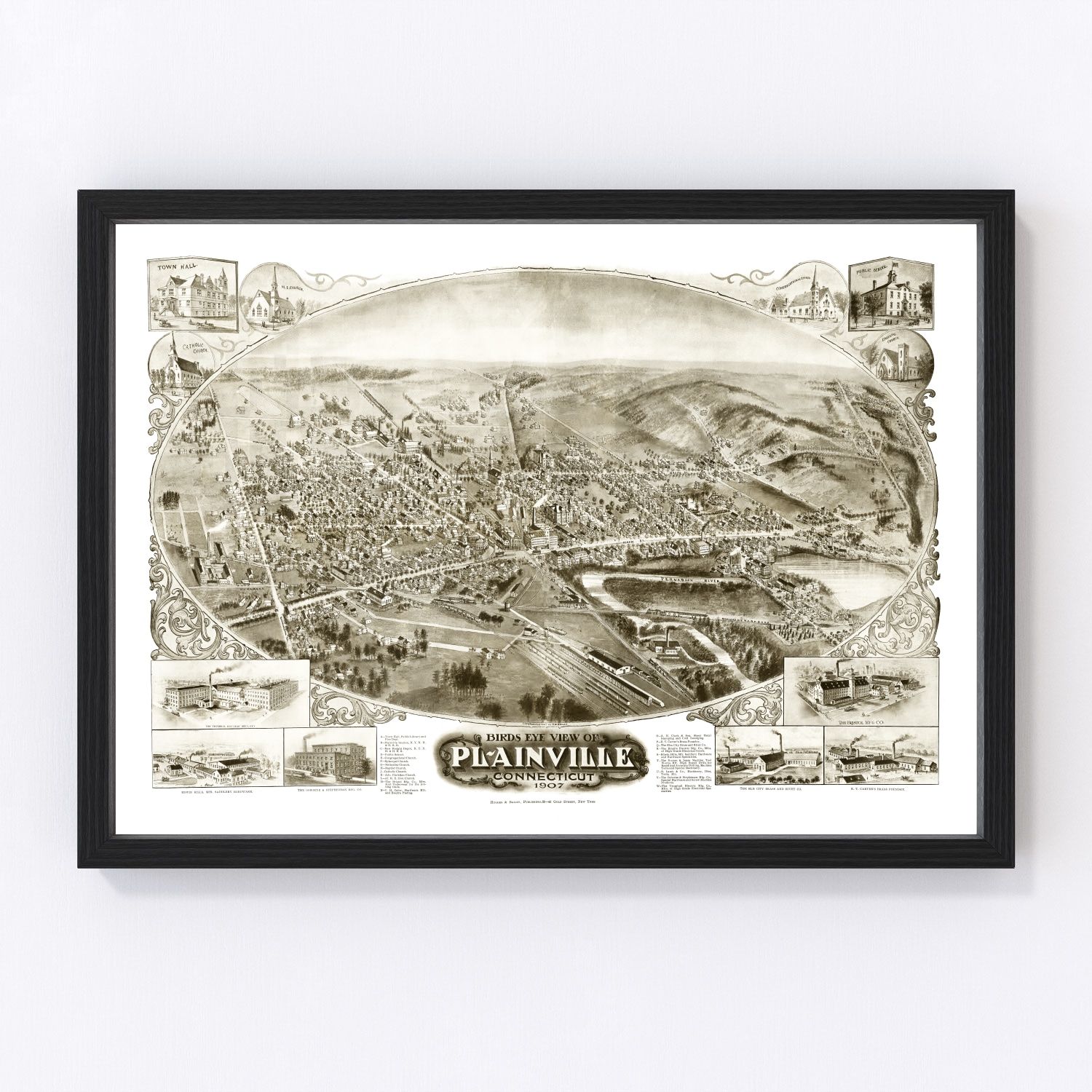 Vintage map of Plainville, Connecticut, 1907