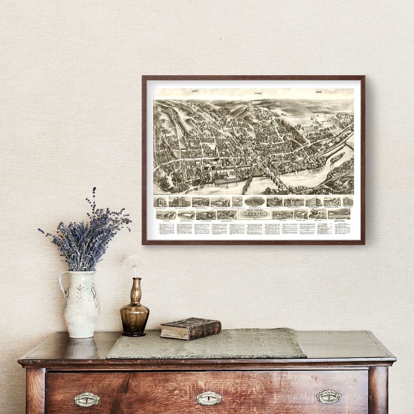 Vintage Map of Shelton, Connecticut, 1919