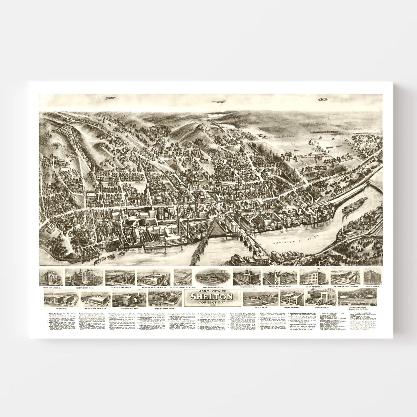 Vintage Map of Shelton, Connecticut, 1919