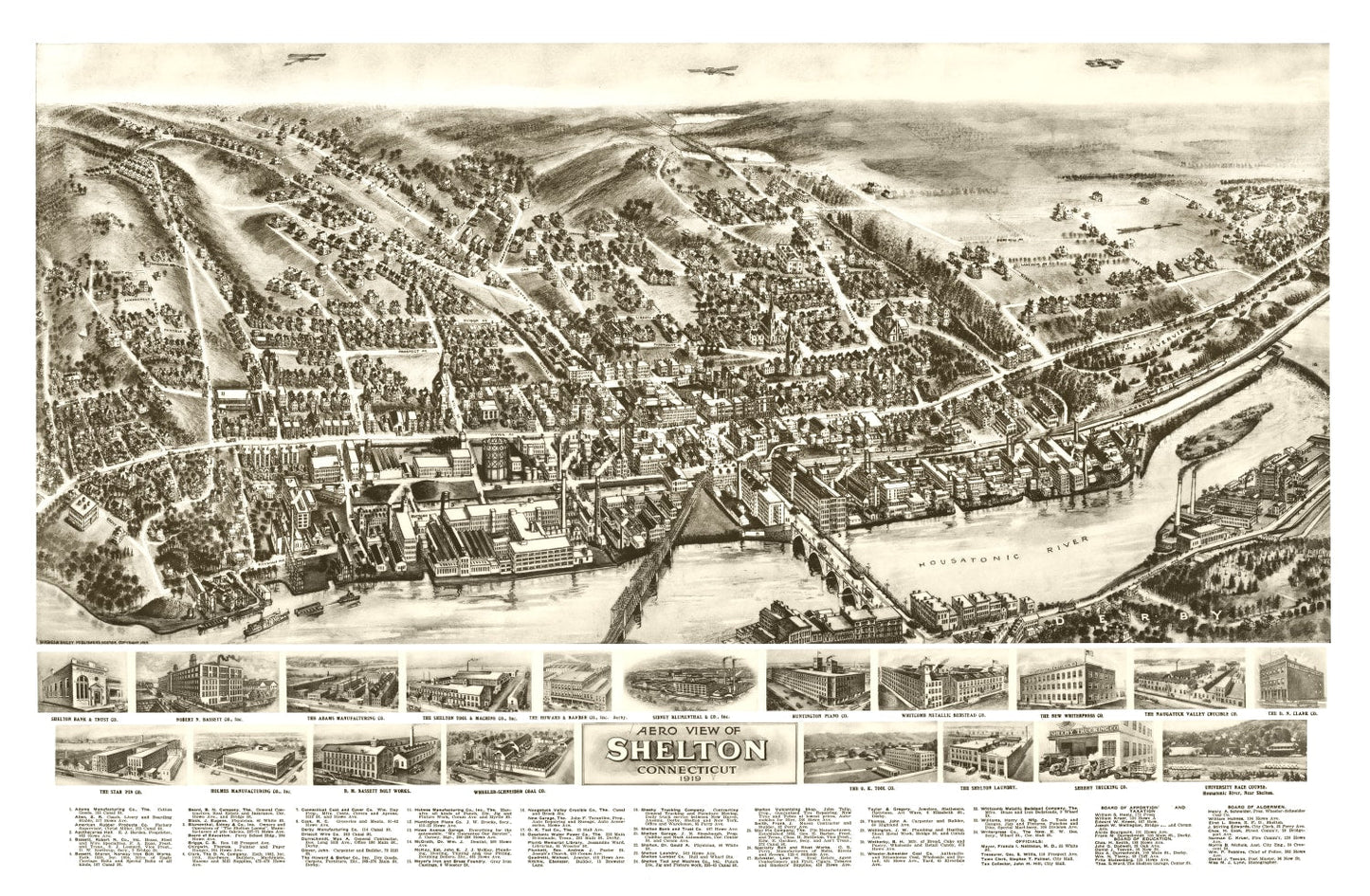 Vintage Map of Shelton, Connecticut, 1919