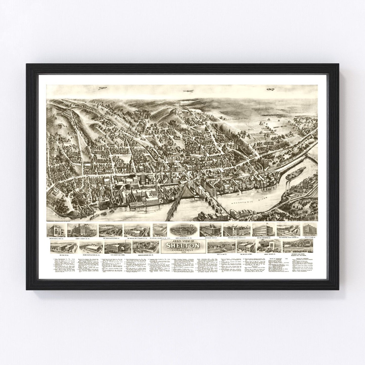 vintage map of Shelton, Connecticut, 1919