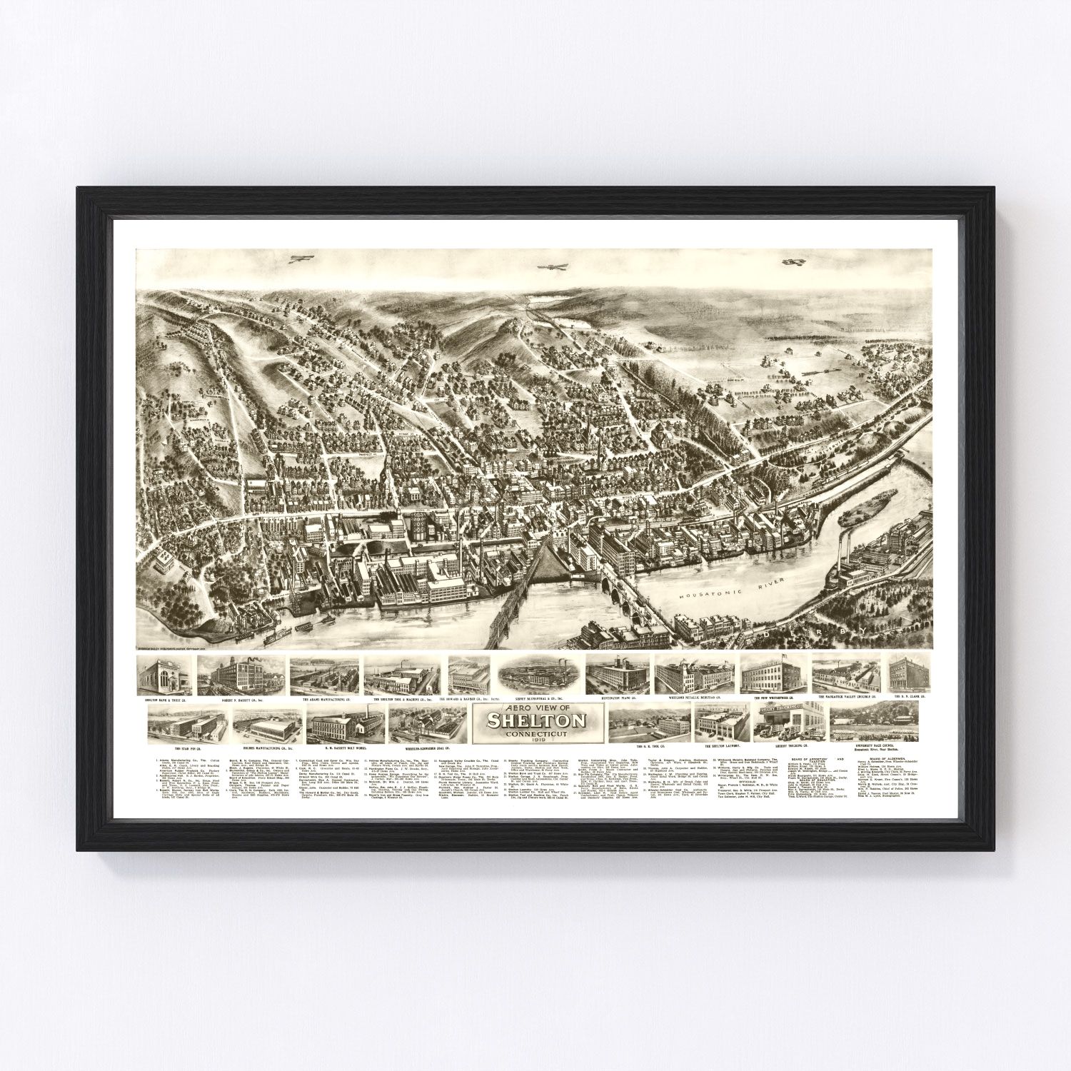 vintage map of Shelton, Connecticut, 1919