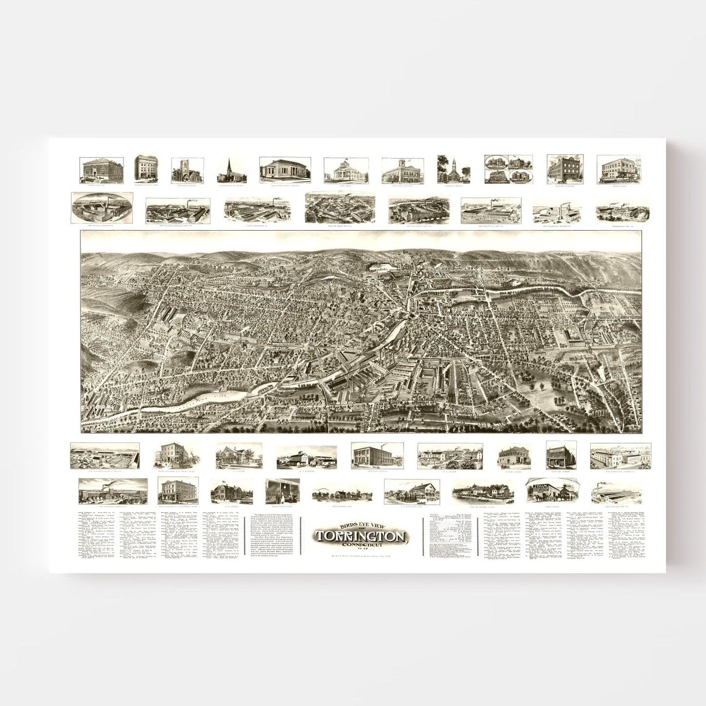 Vintage Map of Torrington, Connecticut, 1907