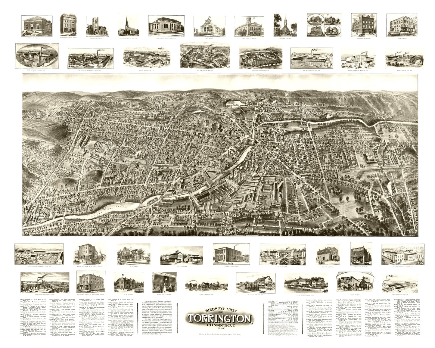 Vintage Map of Torrington, Connecticut, 1907