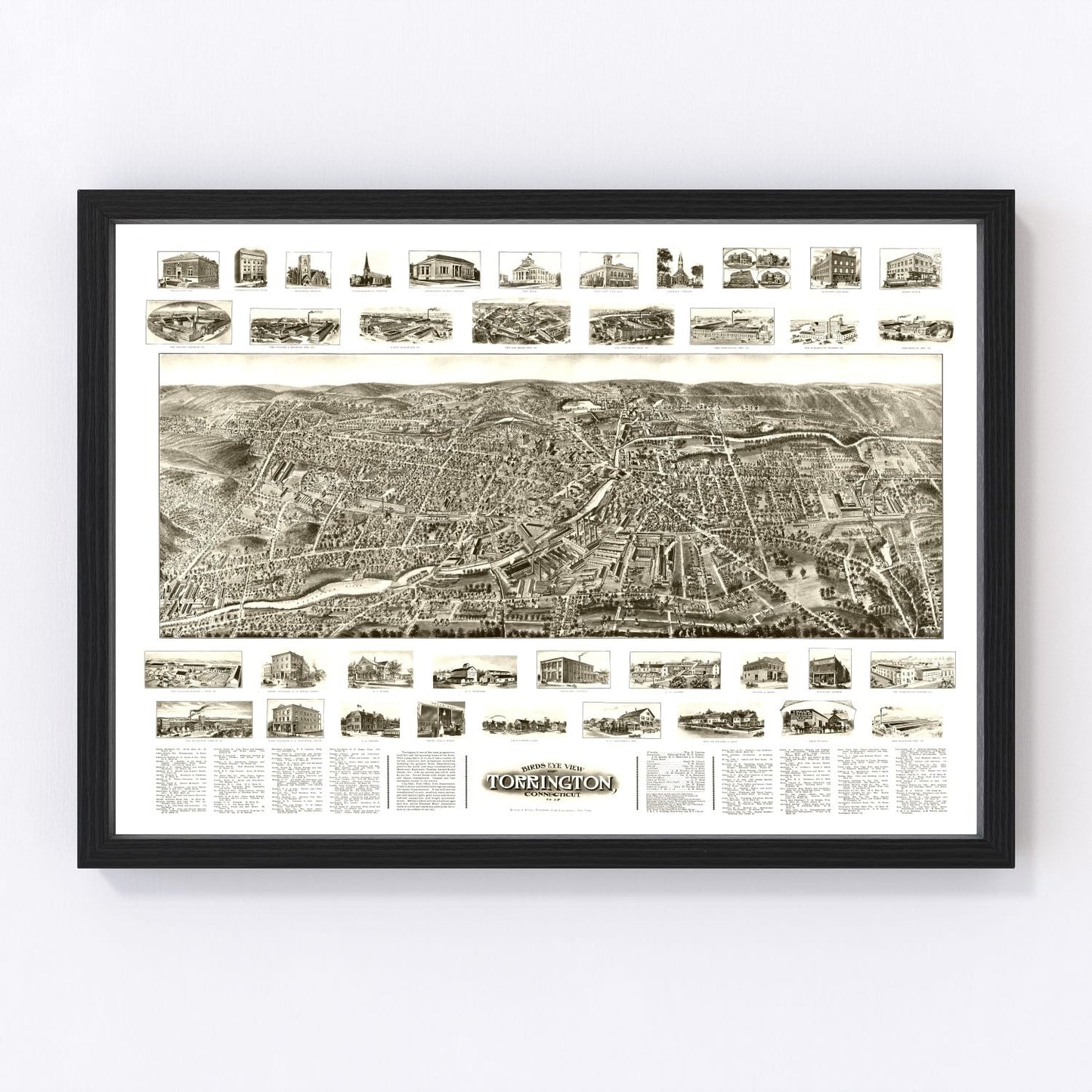 vintage map of Torrington, Connecticut, 1907