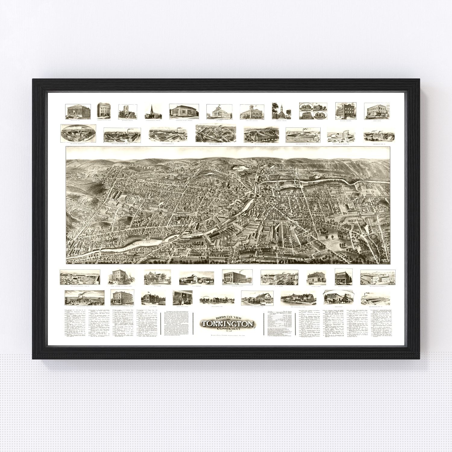 vintage map of Torrington, Connecticut, 1907