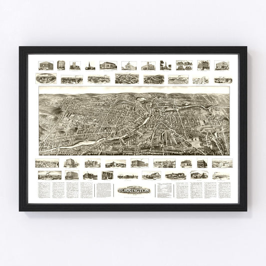 vintage map of Torrington, Connecticut, 1907