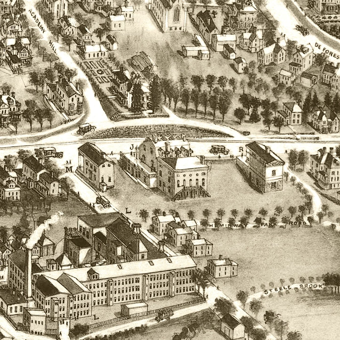 Vintage Map of Watertown, Connecticut 1918