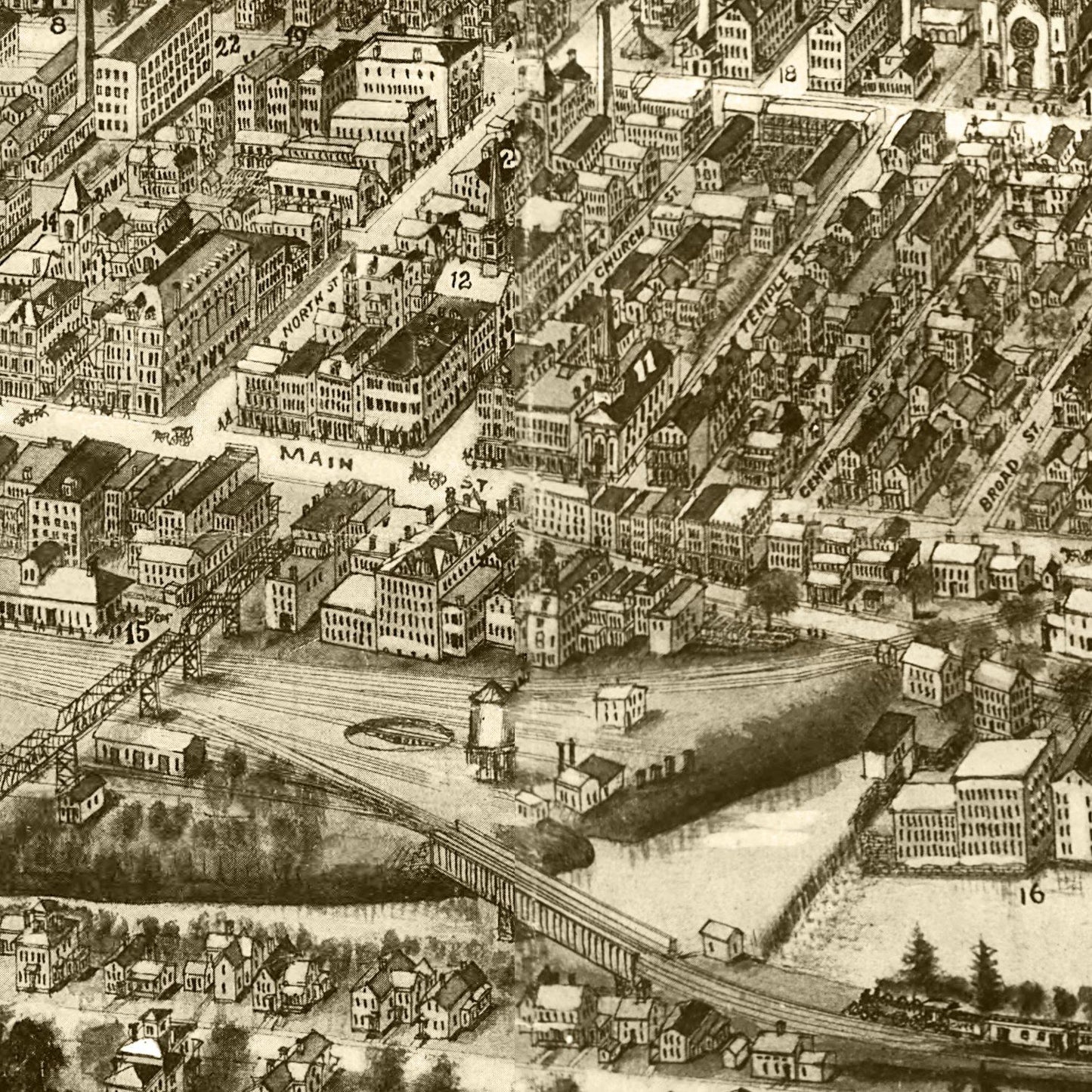 Vintage Map of Willimantic, Connecticut, 1909