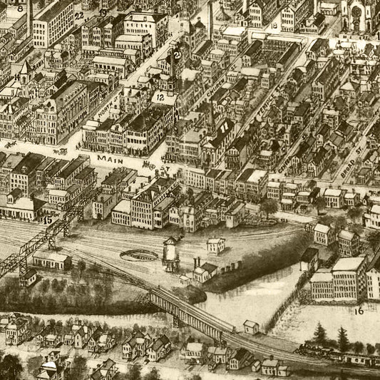 Vintage Map of Willimantic, Connecticut, 1909