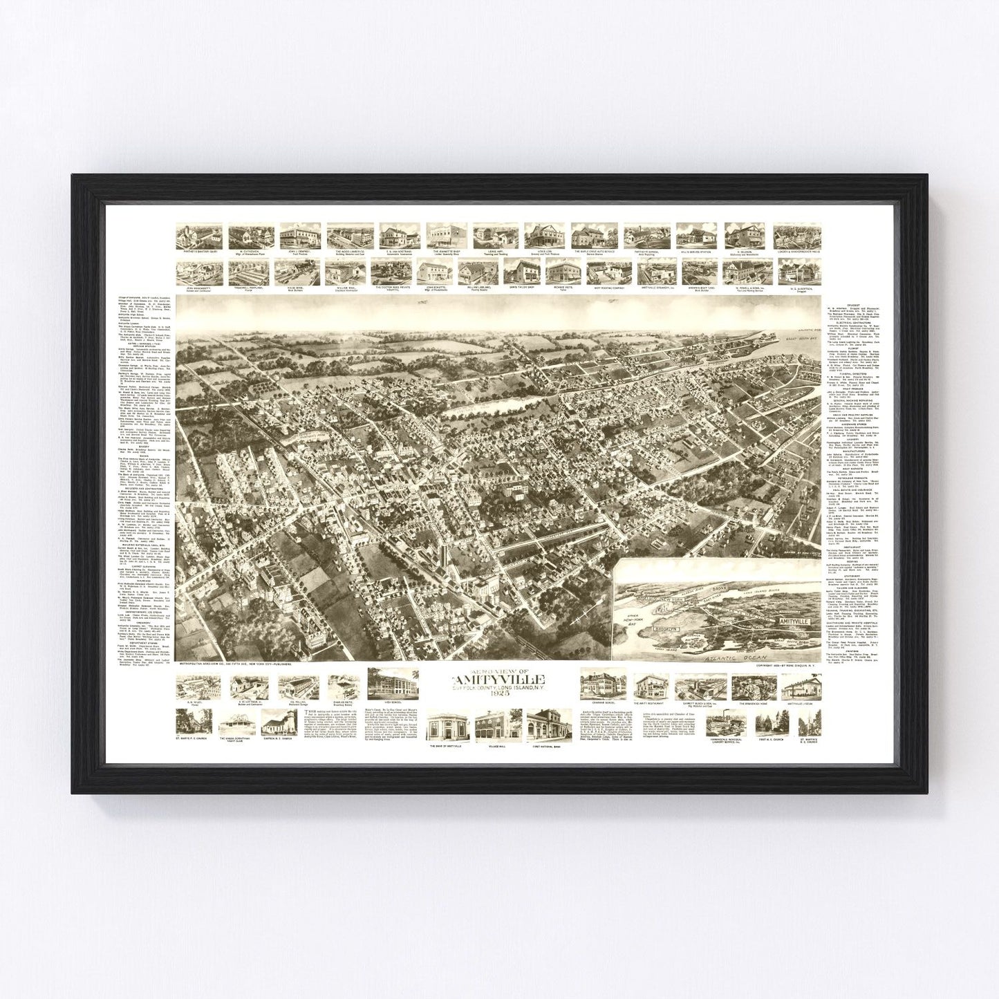 Restored vintage map of Amityville, New York, 1925
