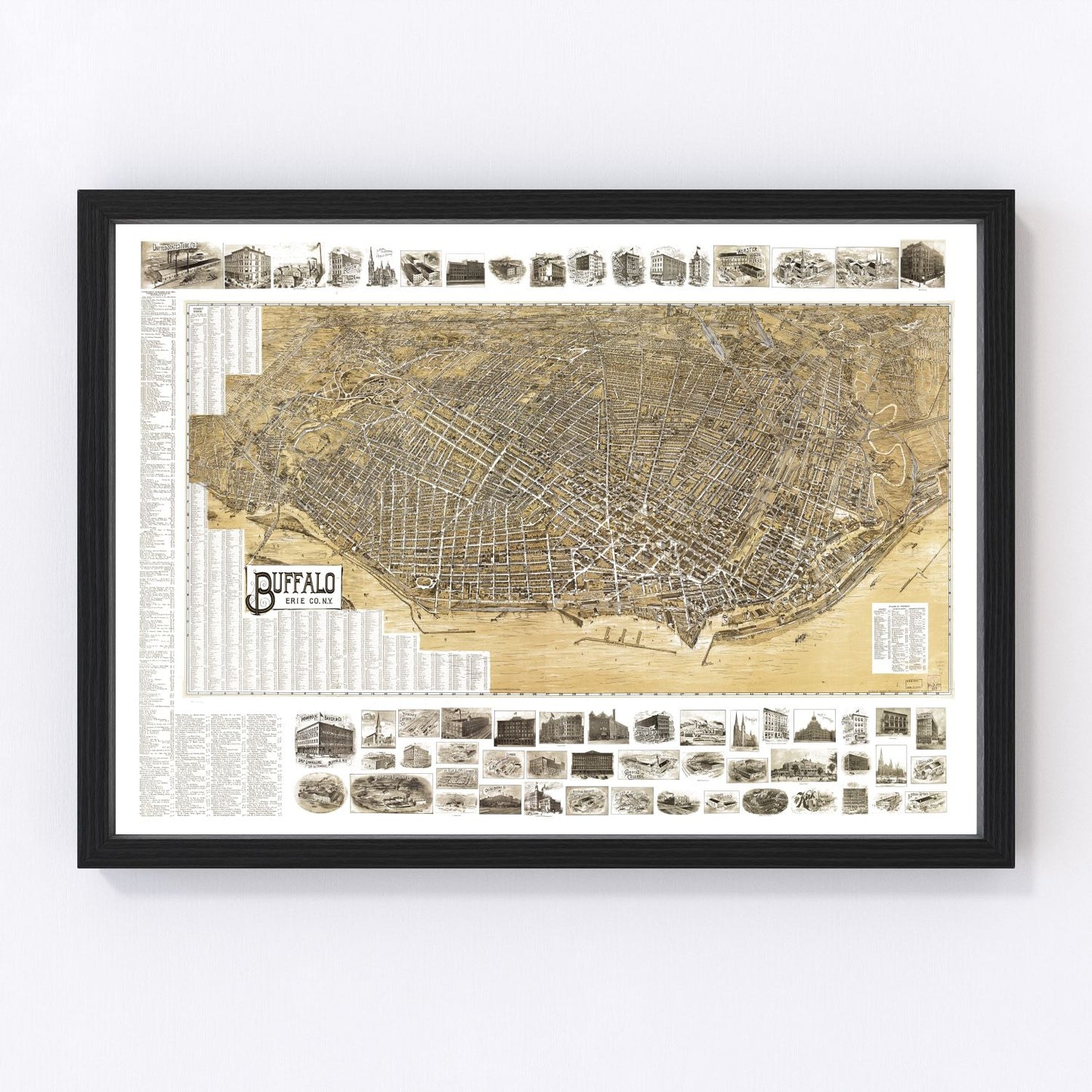 Vintage map of Buffalo, New York, 1902, Erie County restored print