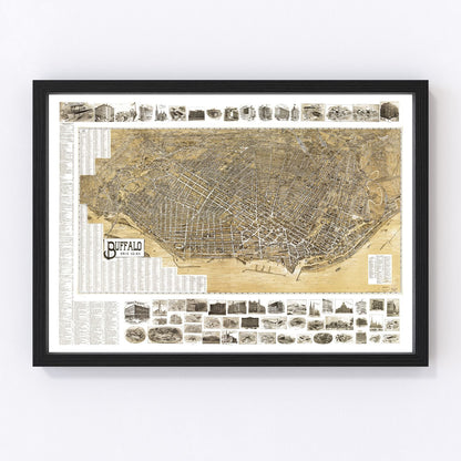 Vintage map of Buffalo, New York, 1902, Erie County restored print
