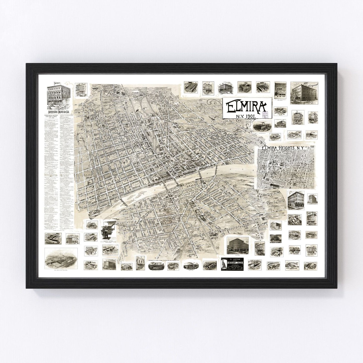 vintage map of Elmira, New York, 1901