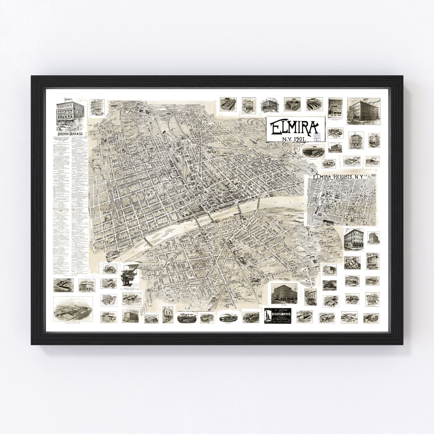 vintage map of Elmira, New York, 1901