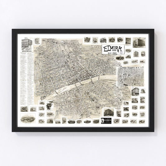 vintage map of Elmira, New York, 1901