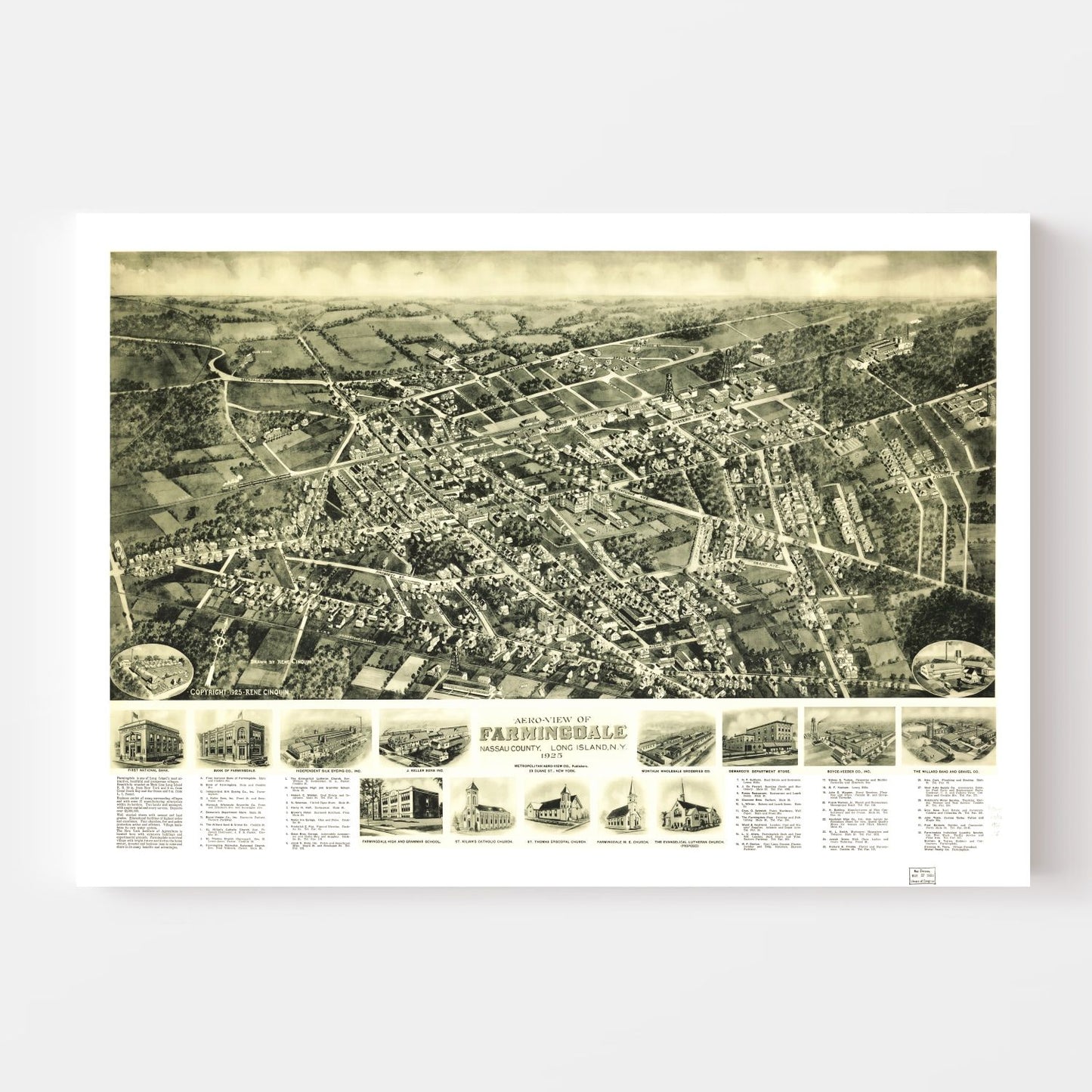 Vintage Map of Farmingdale, New York, 1925