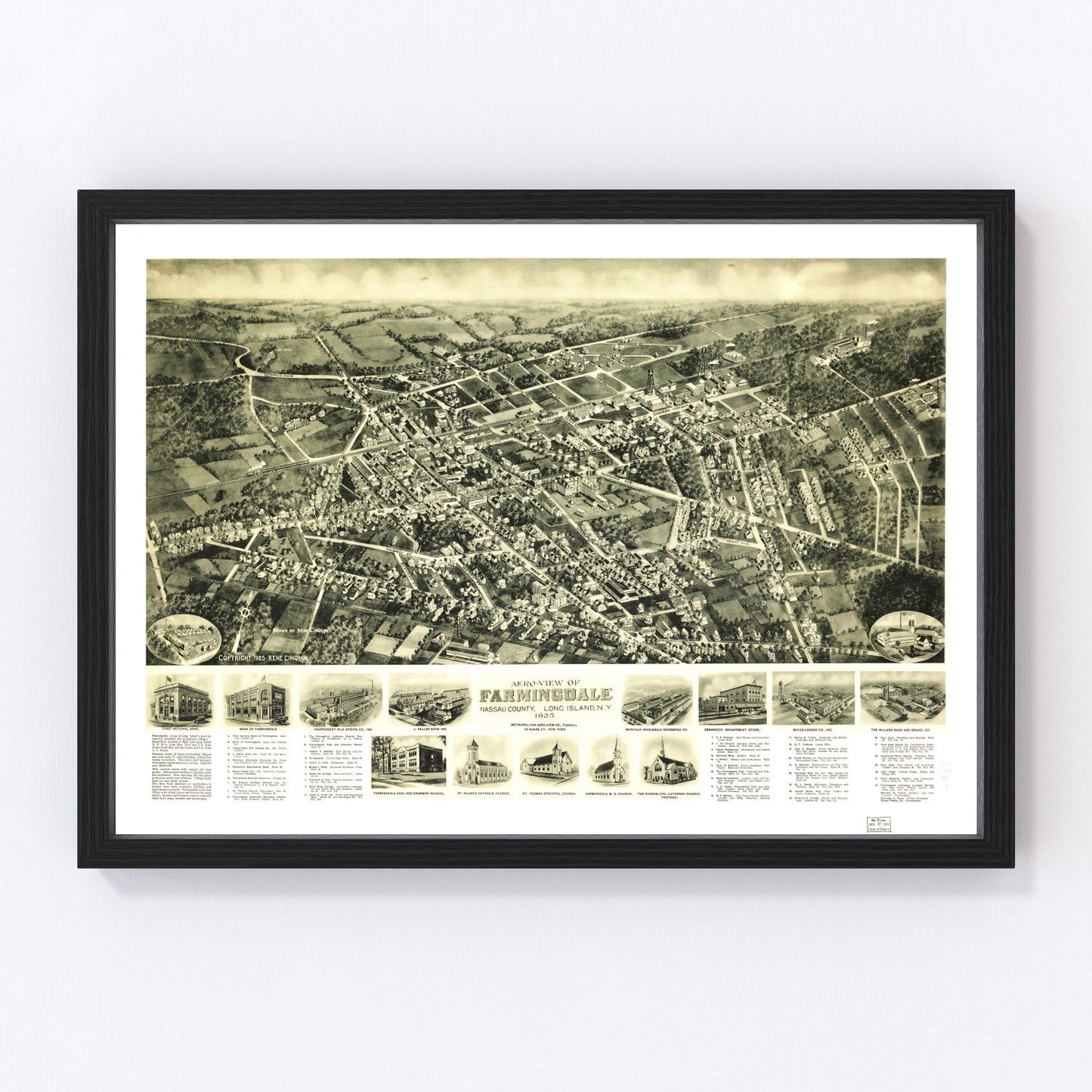 Vintage map of Farmingdale, New York, 1925