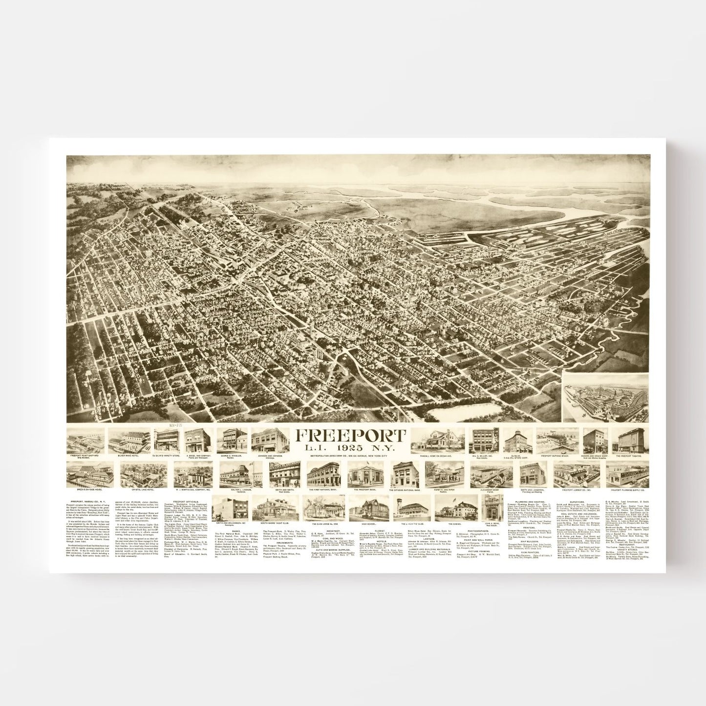 Vintage Map of Freeport, New York, 1925