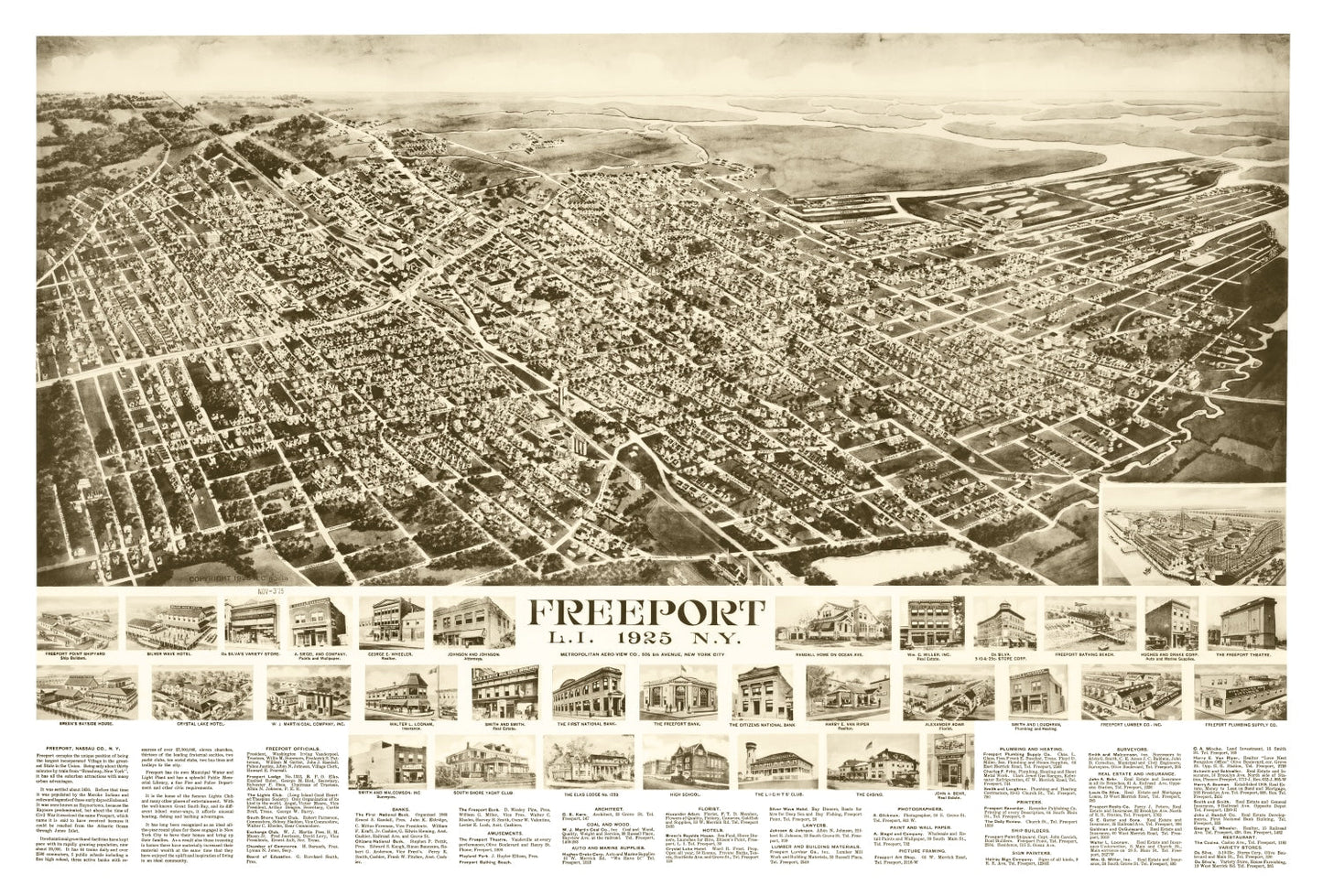 Vintage Map of Freeport, New York, 1925