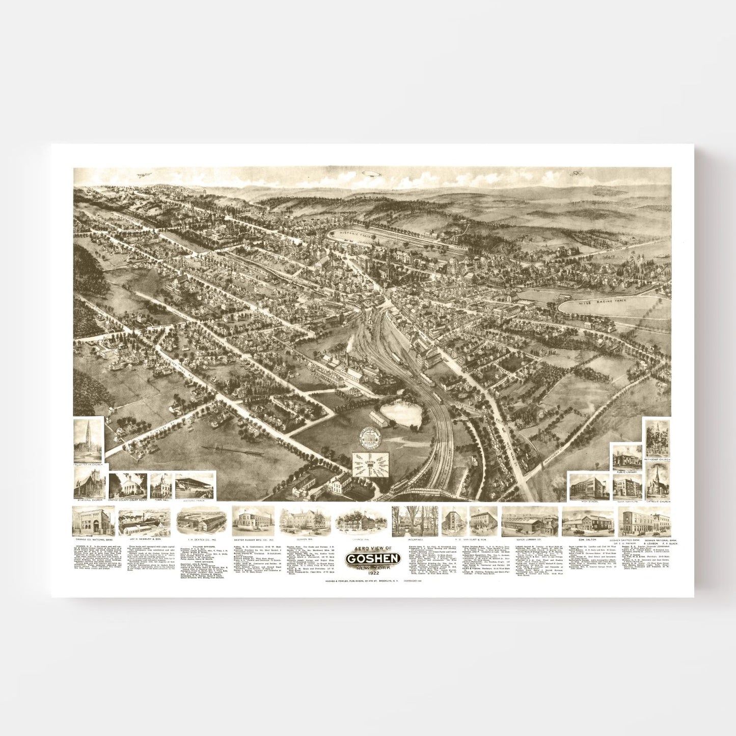 Vintage Map of Goshen, New York, 1922