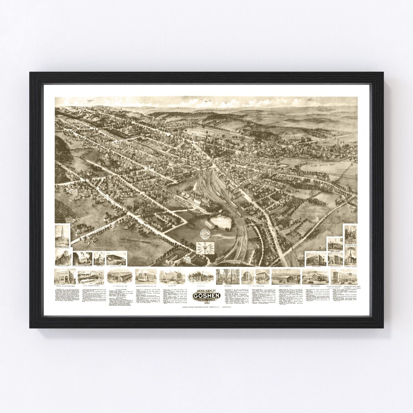 Vintage map of Goshen, New York, 1922