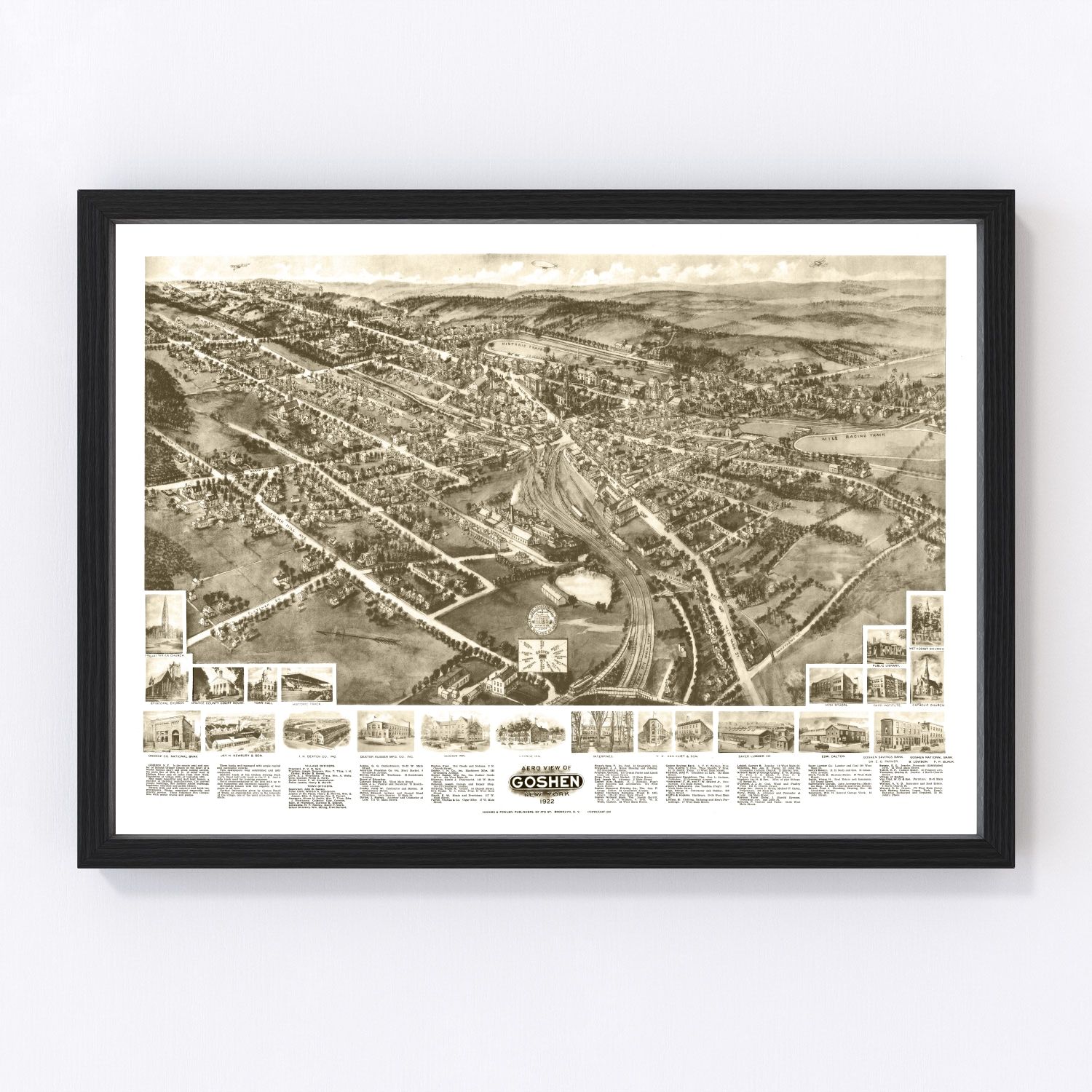 Vintage map of Goshen, New York, 1922