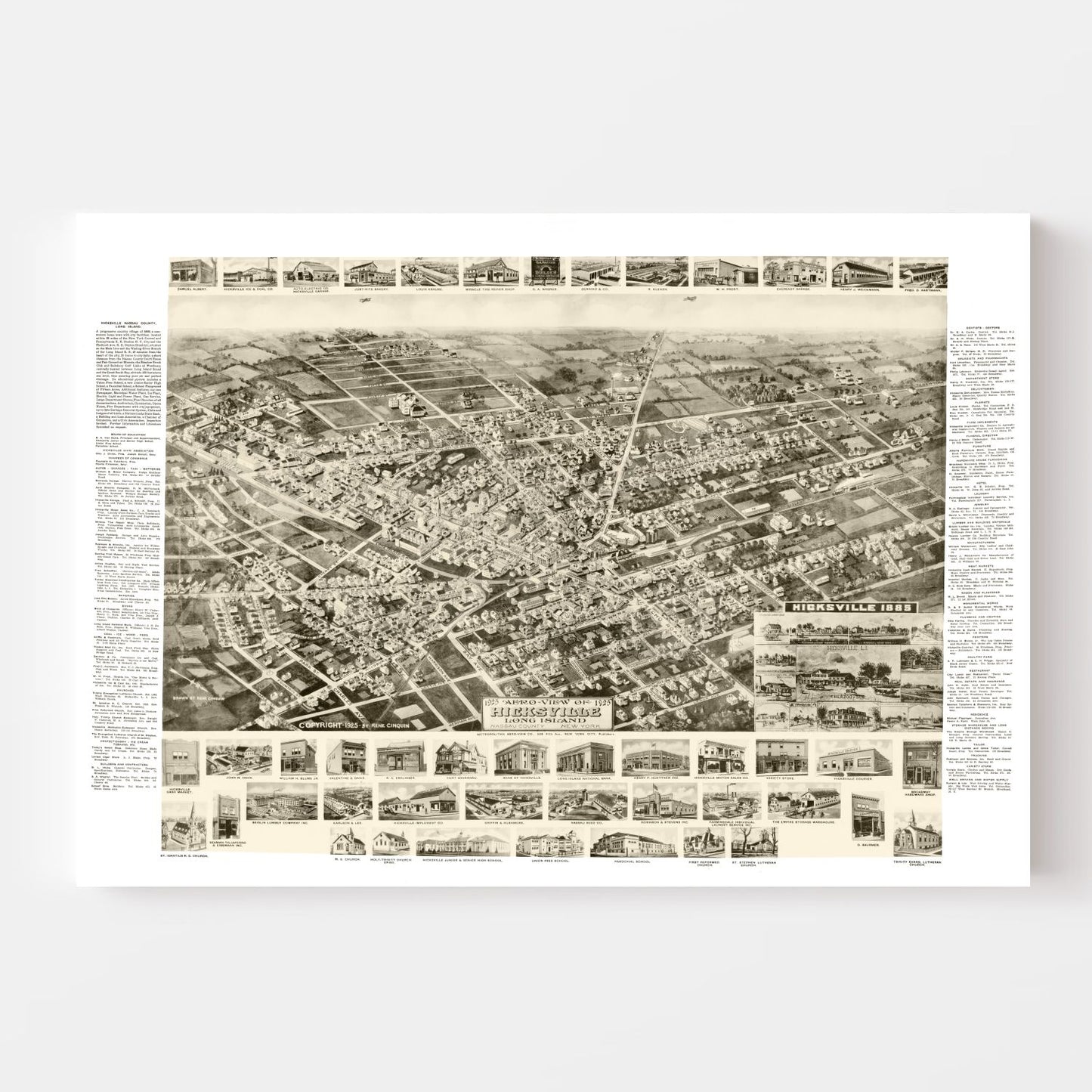 Vintage Map of Hicksville, Nassau County, New York, 1925