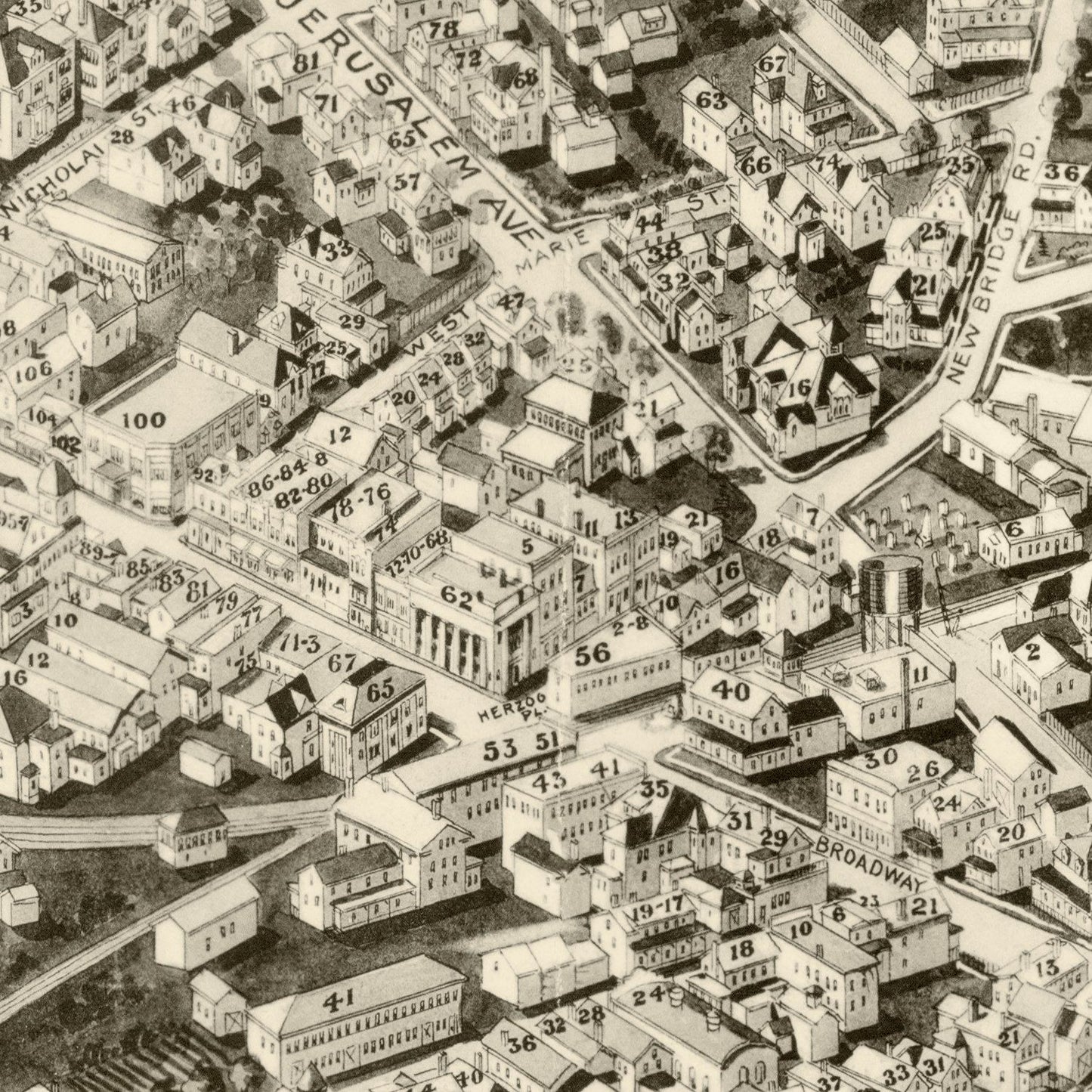 Vintage Map of Hicksville, Nassau County, New York, 1925