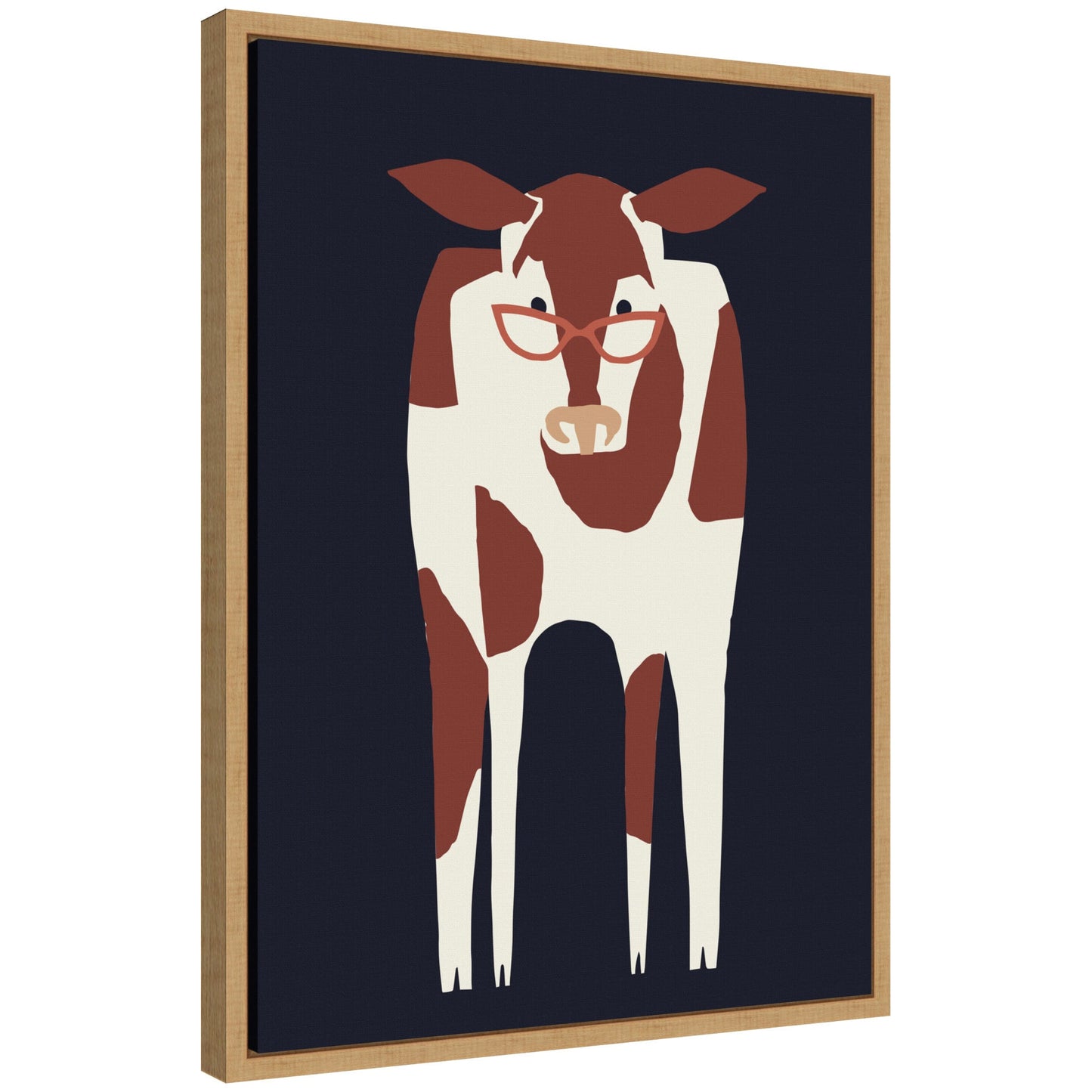 Farm cow framed canvas wall art in a modern frame