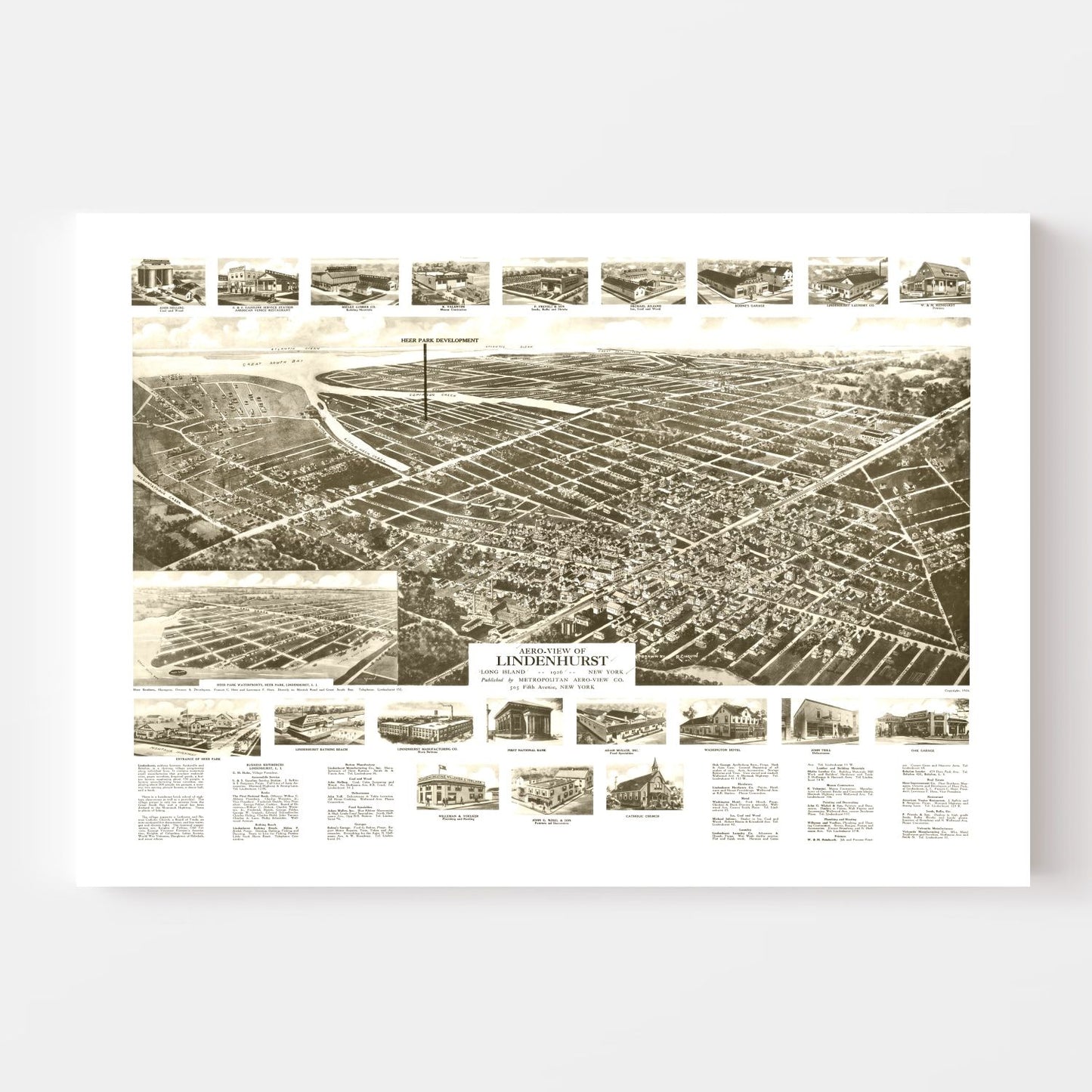 Vintage Map of Lindenhurst, New York, 1926