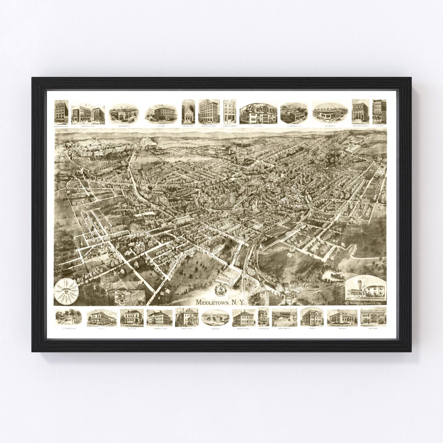 vintage map of Middletown, New York, 1921